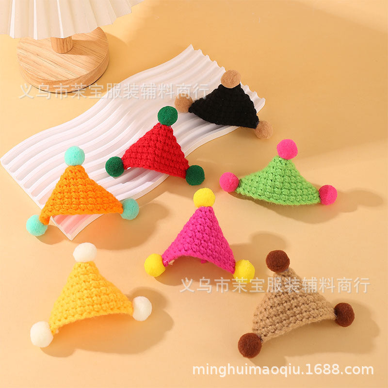 Wholesale 10pcs/pack Mini Knitted Pet Doll Triangle Hat Pet Accessories DIY Wool Doll Accessories